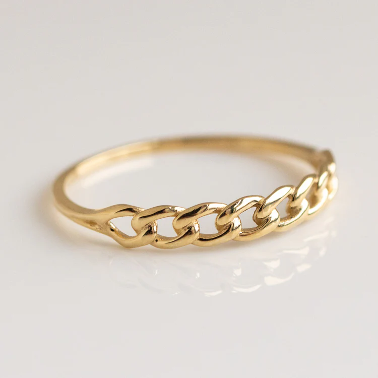 Solid Gold Chain Link Ring - Image 6