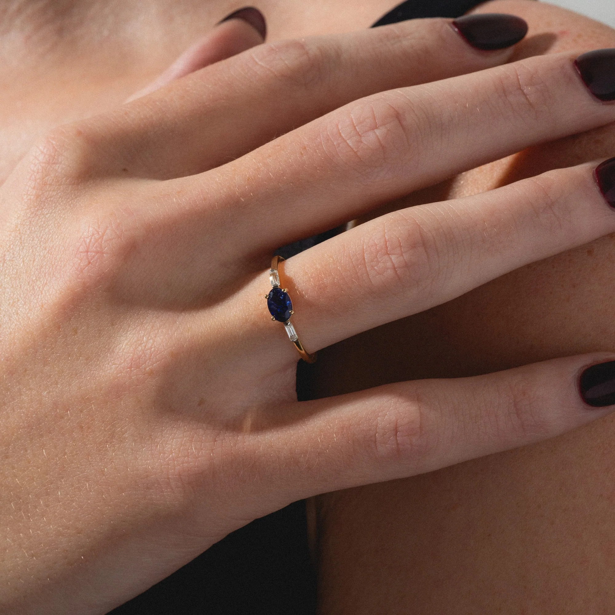 Solid Gold Classic Sapphire Ring - Image 2