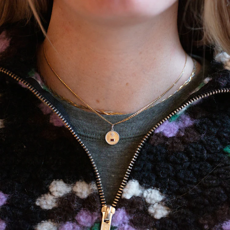 Solid Gold Coin Charm in White Gold - Image 3