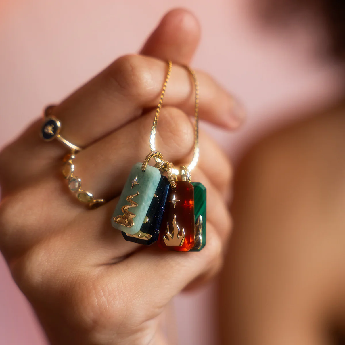 Solid Gold Crystal Element Charm - Image 4
