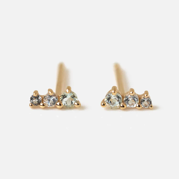 Solid Gold Dainty Birthstone Bar Studs - Image 10