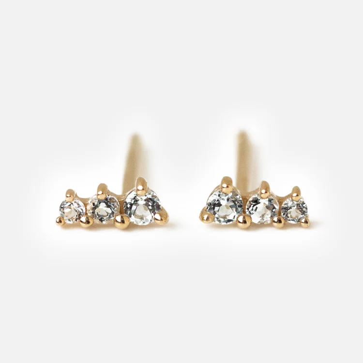 Solid Gold Dainty Birthstone Bar Studs - Image 11