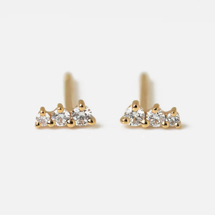 Solid Gold Dainty Birthstone Bar Studs - Image 12