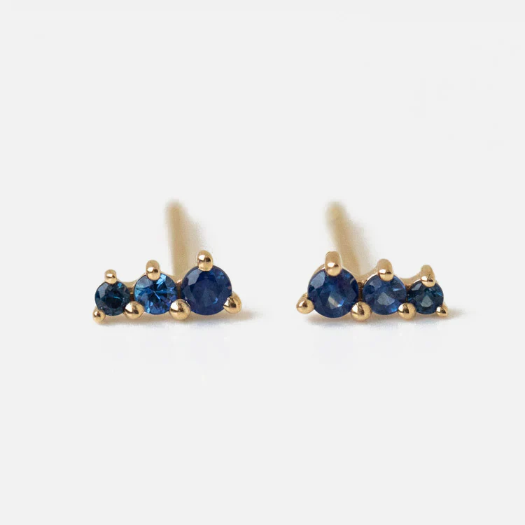 Solid Gold Dainty Birthstone Bar Studs - Image 13