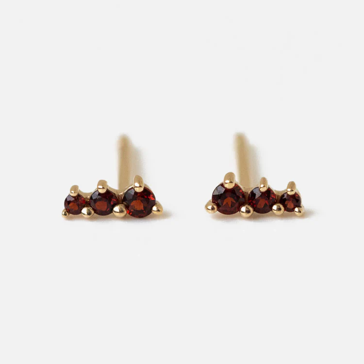 Solid Gold Dainty Birthstone Bar Studs - Image 15