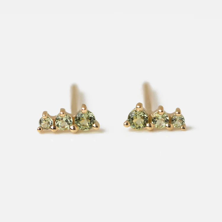 Solid Gold Dainty Birthstone Bar Studs - Image 16