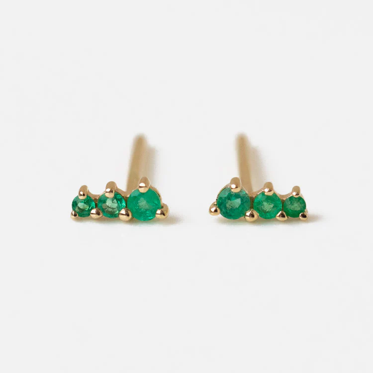 Solid Gold Dainty Birthstone Bar Studs - Image 18