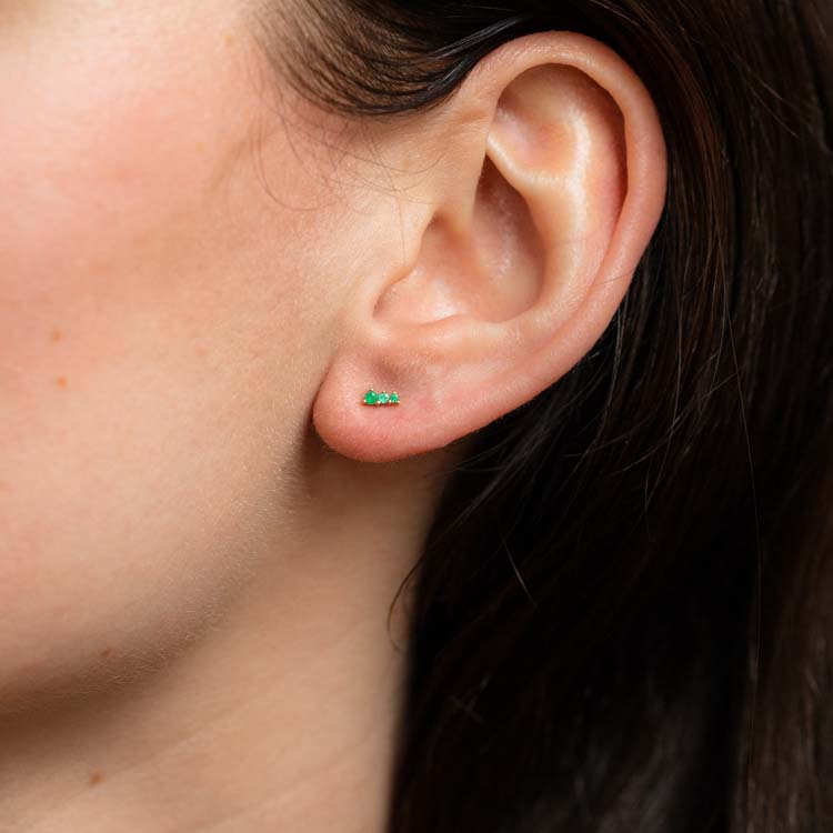 Solid Gold Dainty Birthstone Bar Studs - Image 5