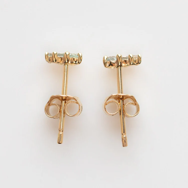 Solid Gold Dainty Birthstone Bar Studs - Image 7