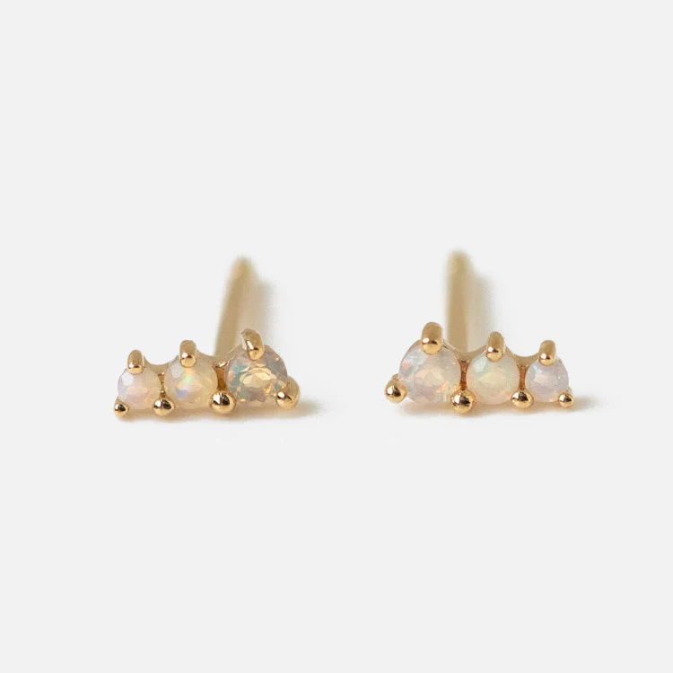 Solid Gold Dainty Birthstone Bar Studs - Image 8