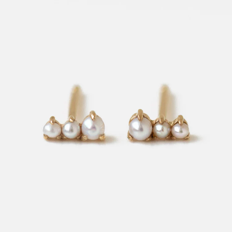 Solid Gold Dainty Birthstone Bar Studs - Image 9