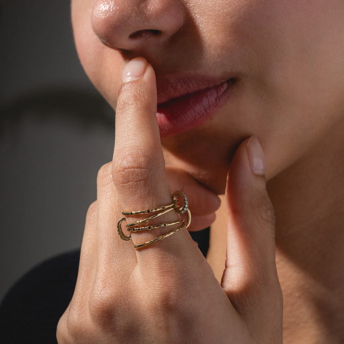 Solid Gold Dainty Birthstone Stacking Ring - Image 12