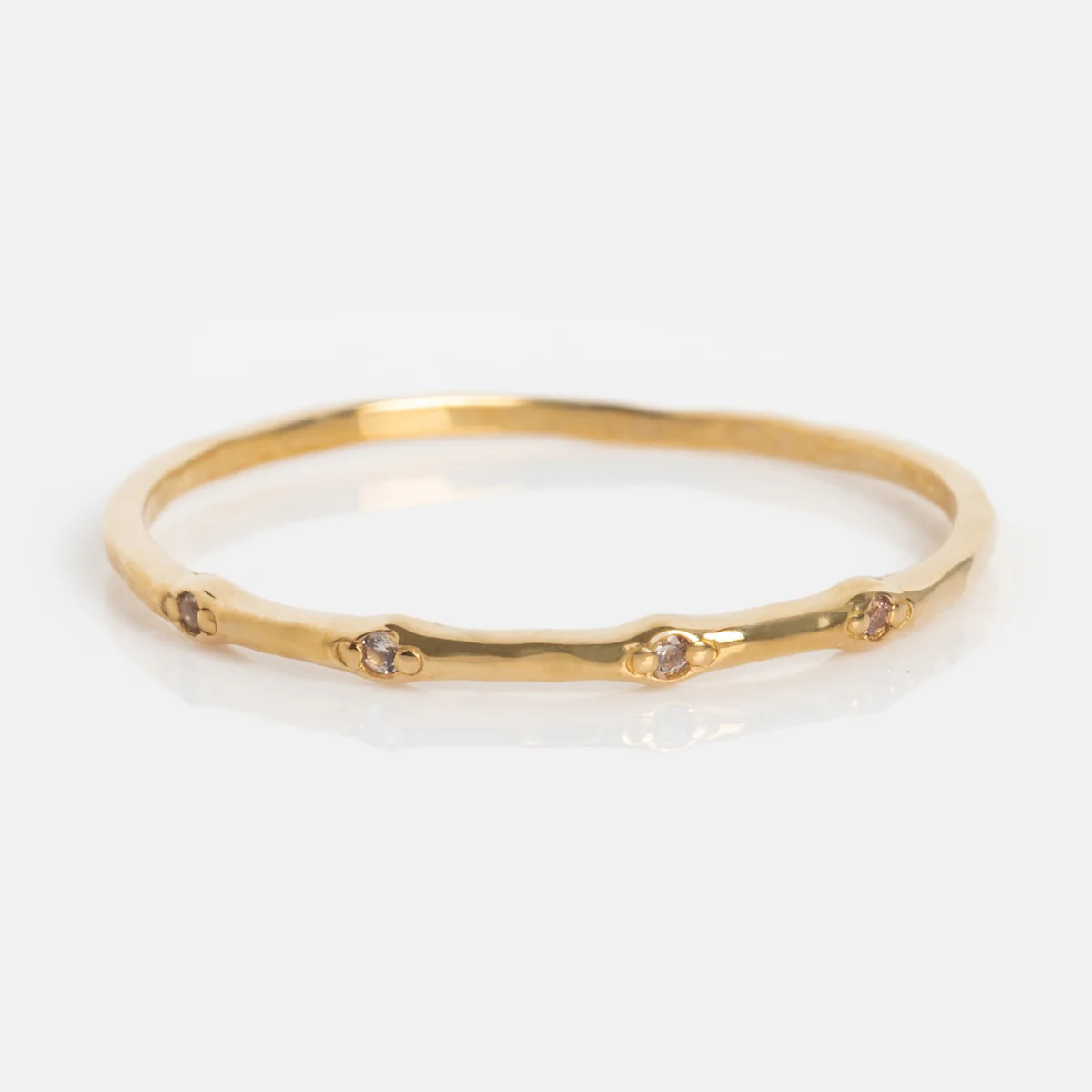 Solid Gold Dainty Birthstone Stacking Ring - Image 15
