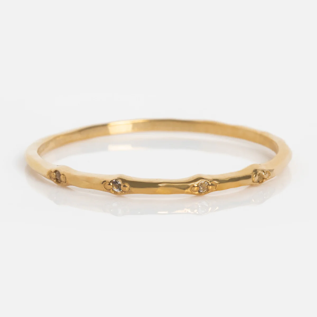 Solid Gold Dainty Birthstone Stacking Ring - Image 16
