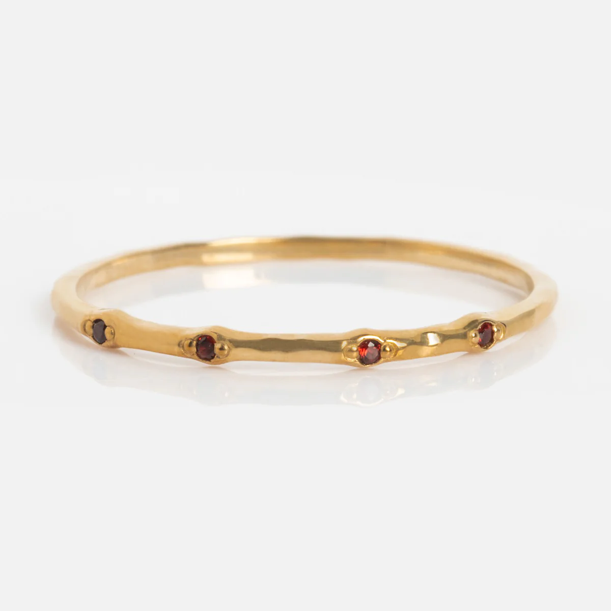 Solid Gold Dainty Birthstone Stacking Ring - Image 17