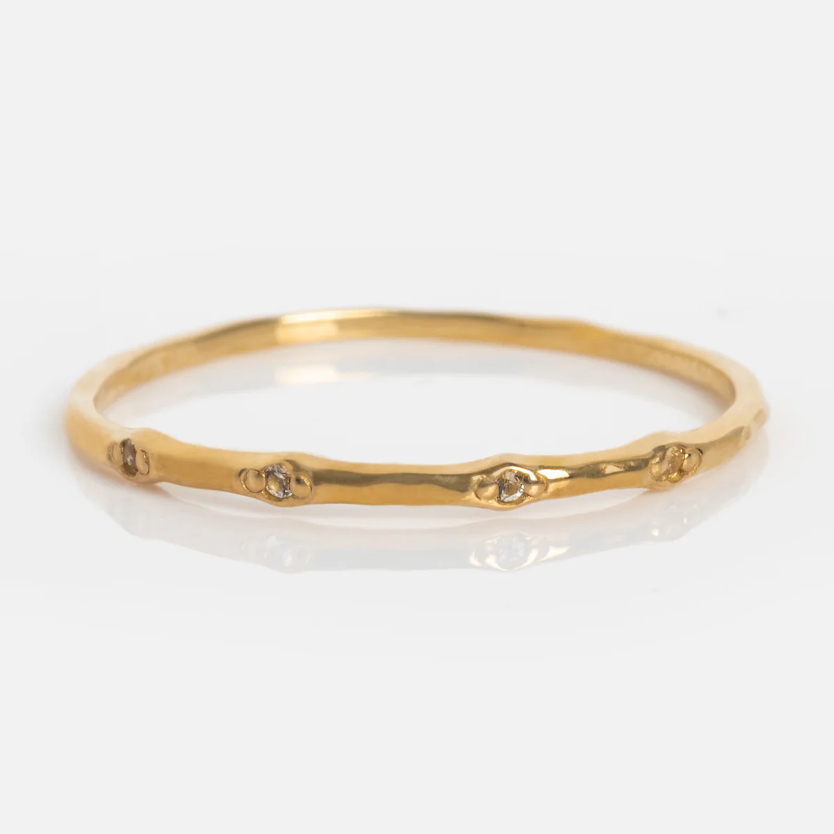 Solid Gold Dainty Birthstone Stacking Ring - Image 25