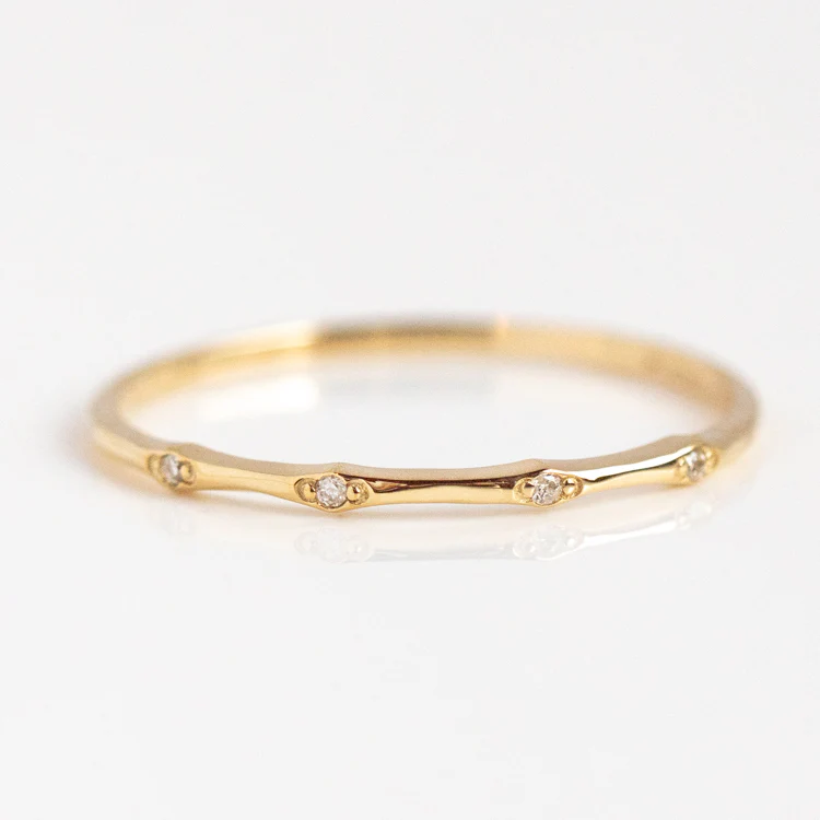 Solid Gold Dainty Birthstone Stacking Ring - Image 26