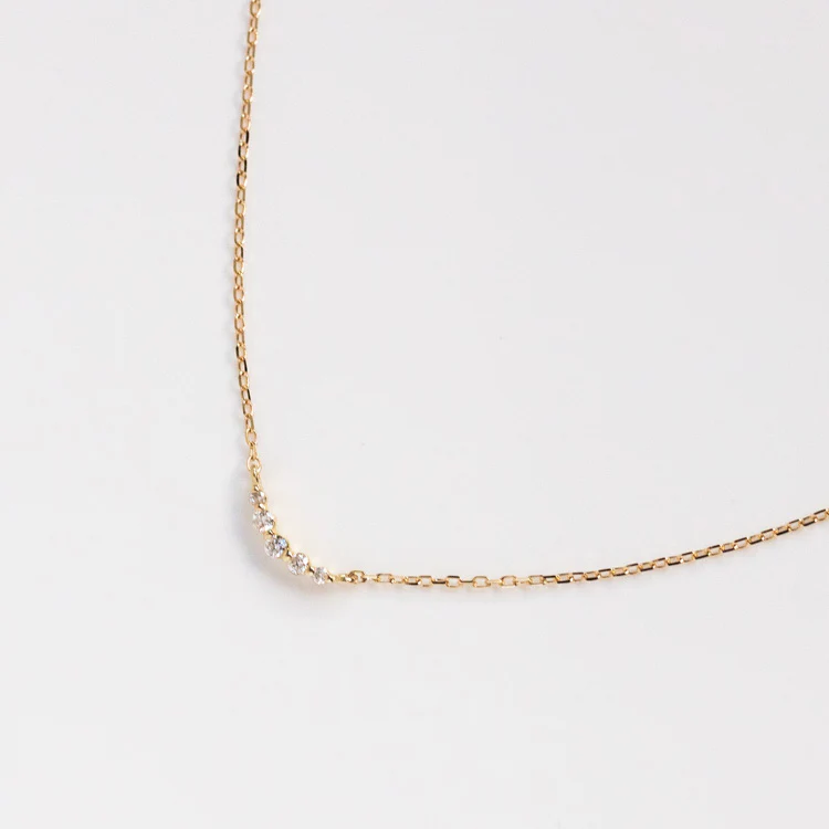 Solid Gold Diamond Arc Necklace - Image 4