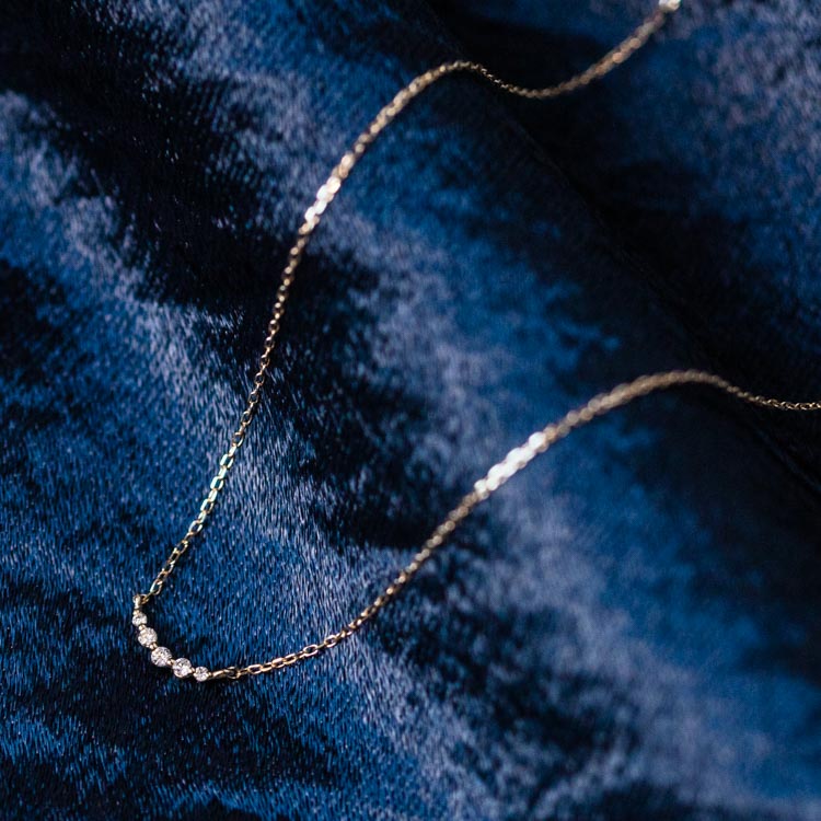 Solid Gold Diamond Arc Necklace - Image 7