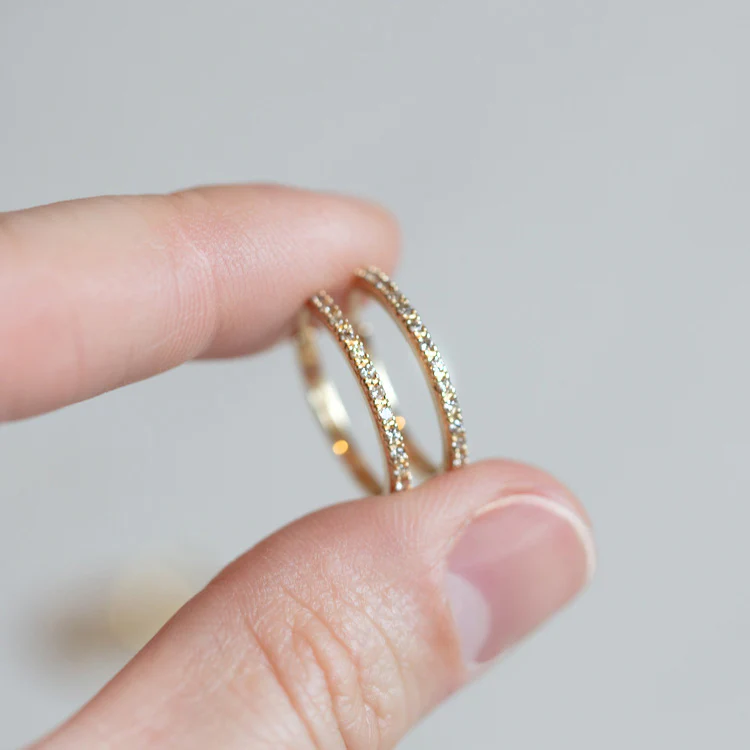Solid Gold Diamond Hoops - Image 7