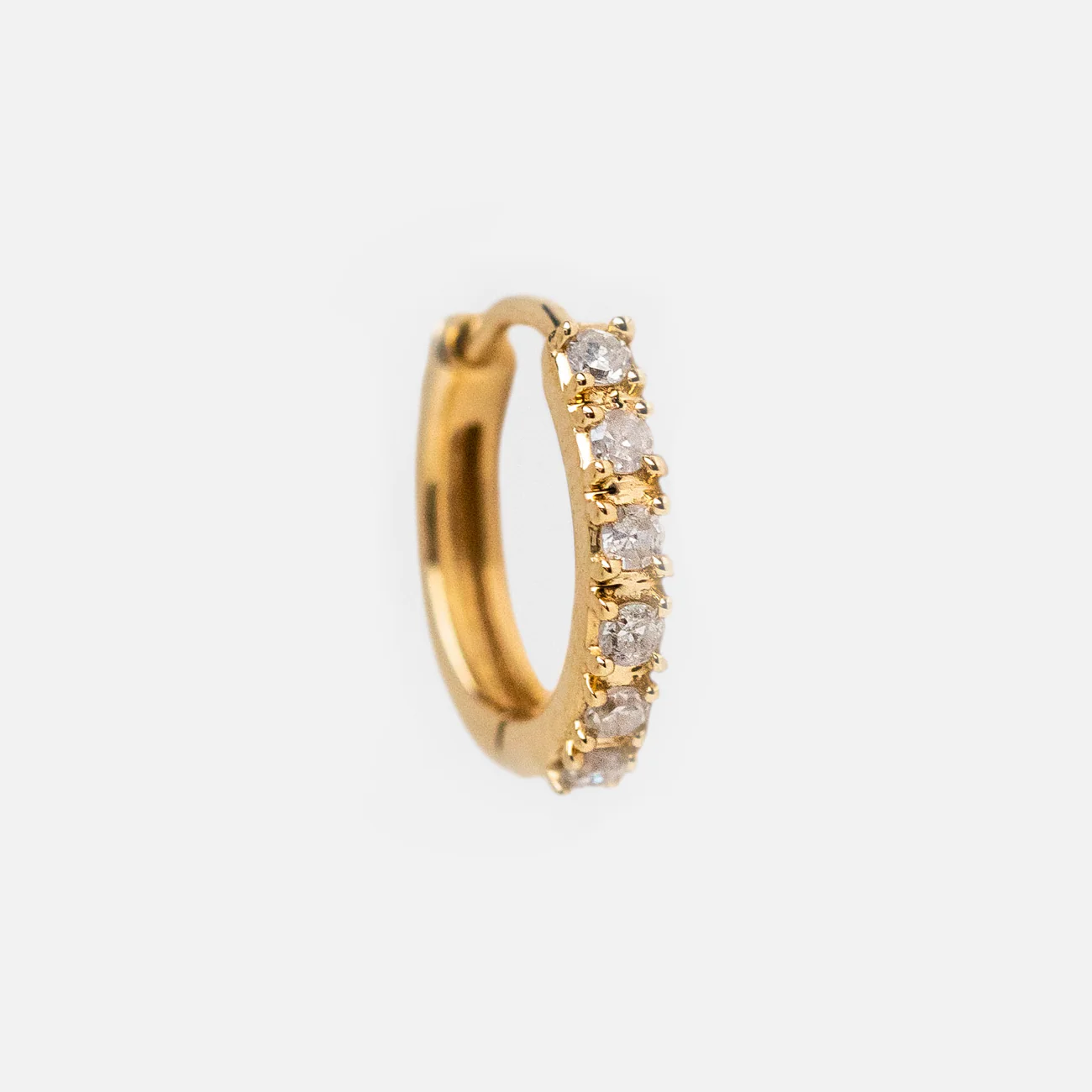 Solid Gold Diamond Huggie Hoops - Image 10