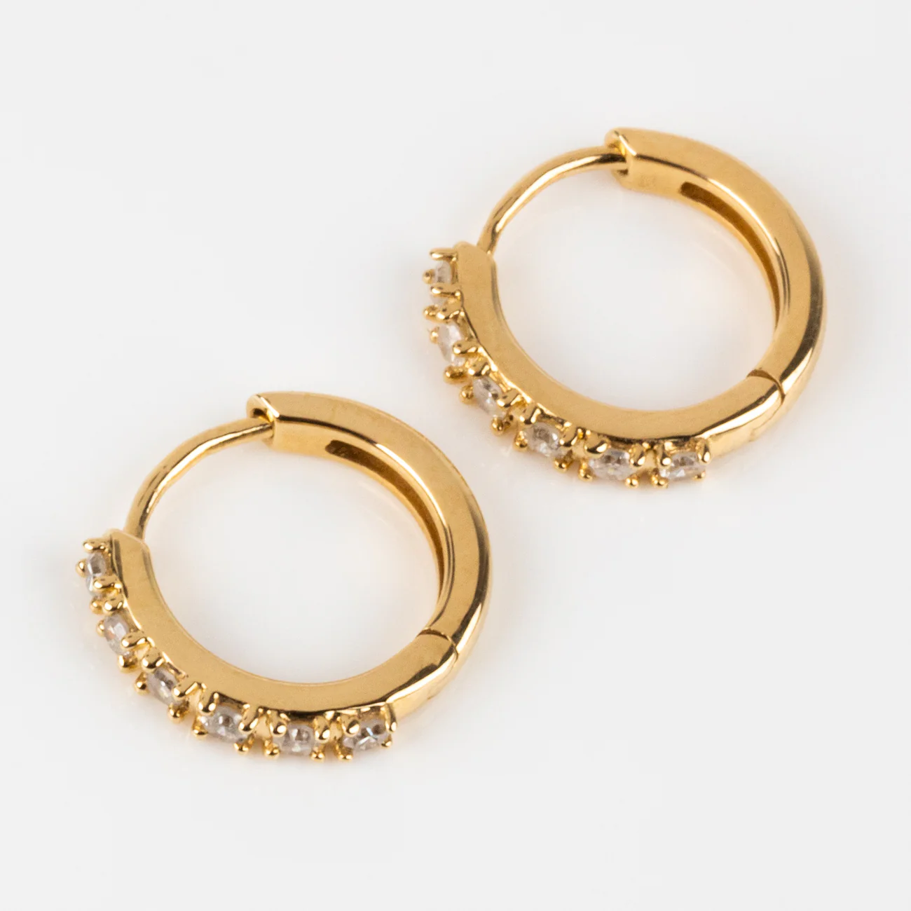 Solid Gold Diamond Huggie Hoops - Image 9