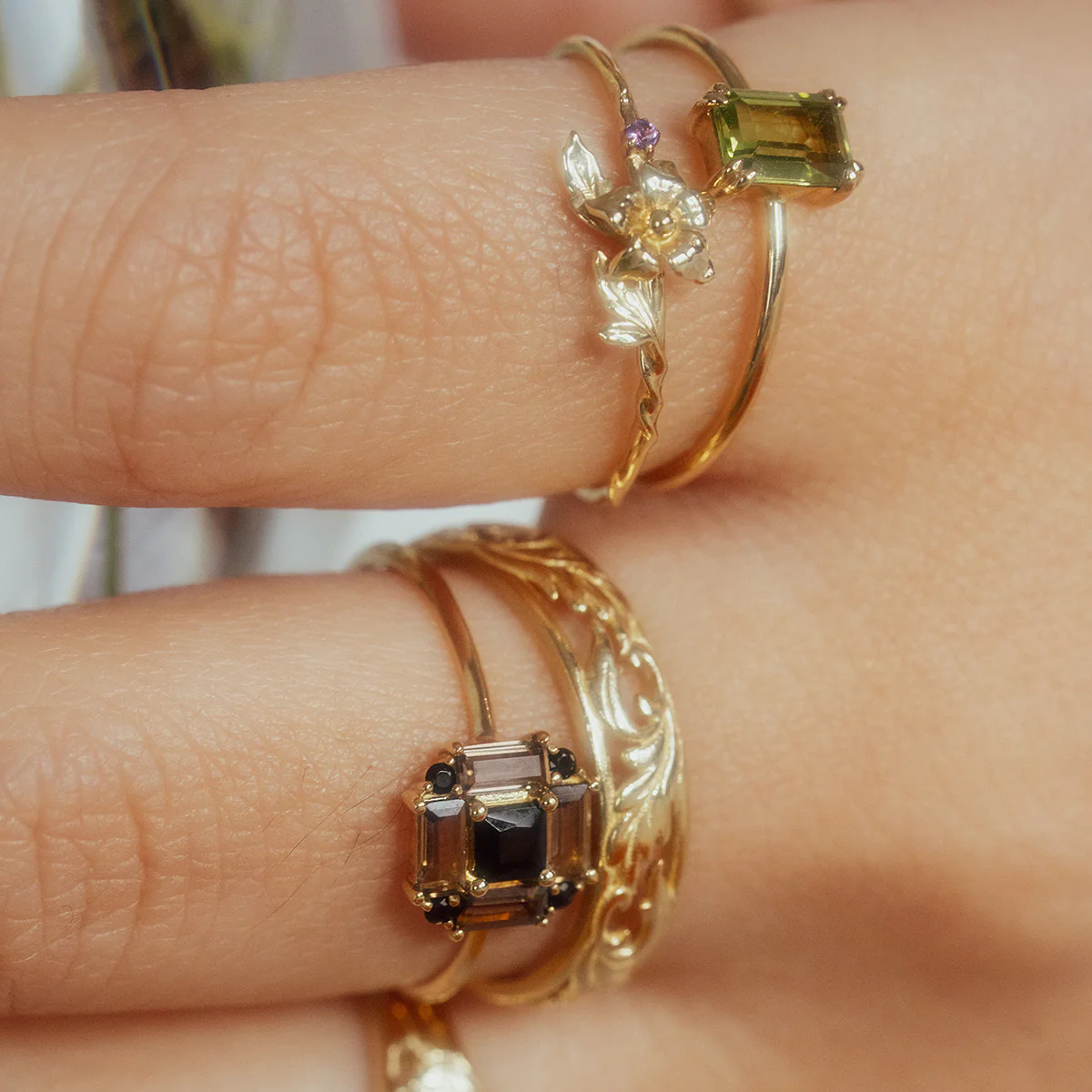 Solid Gold Essential Baguette Birthstone Ring - Image 8