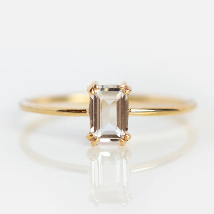 Solid Gold Essential Baguette Birthstone Ring - Image 14