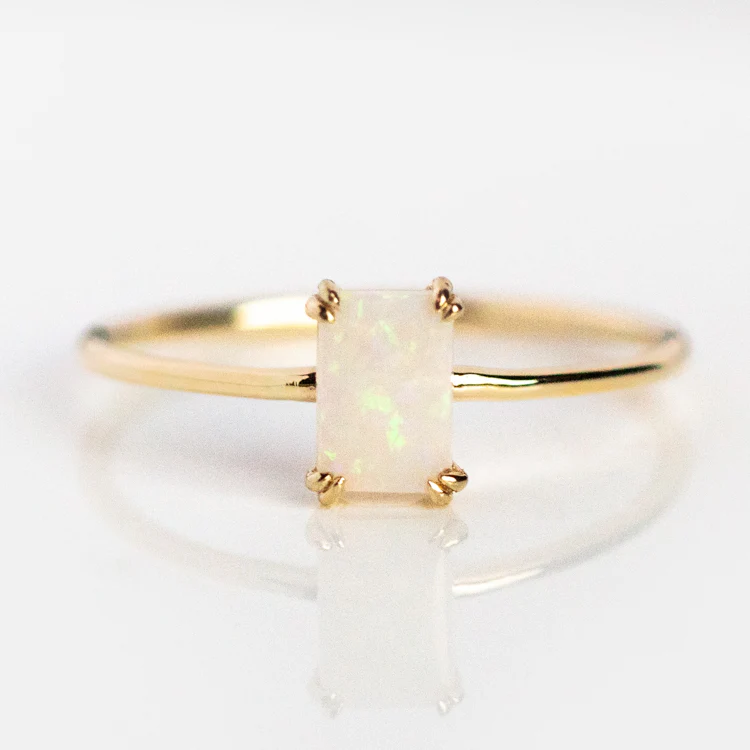Solid Gold Essential Baguette Birthstone Ring - Image 17