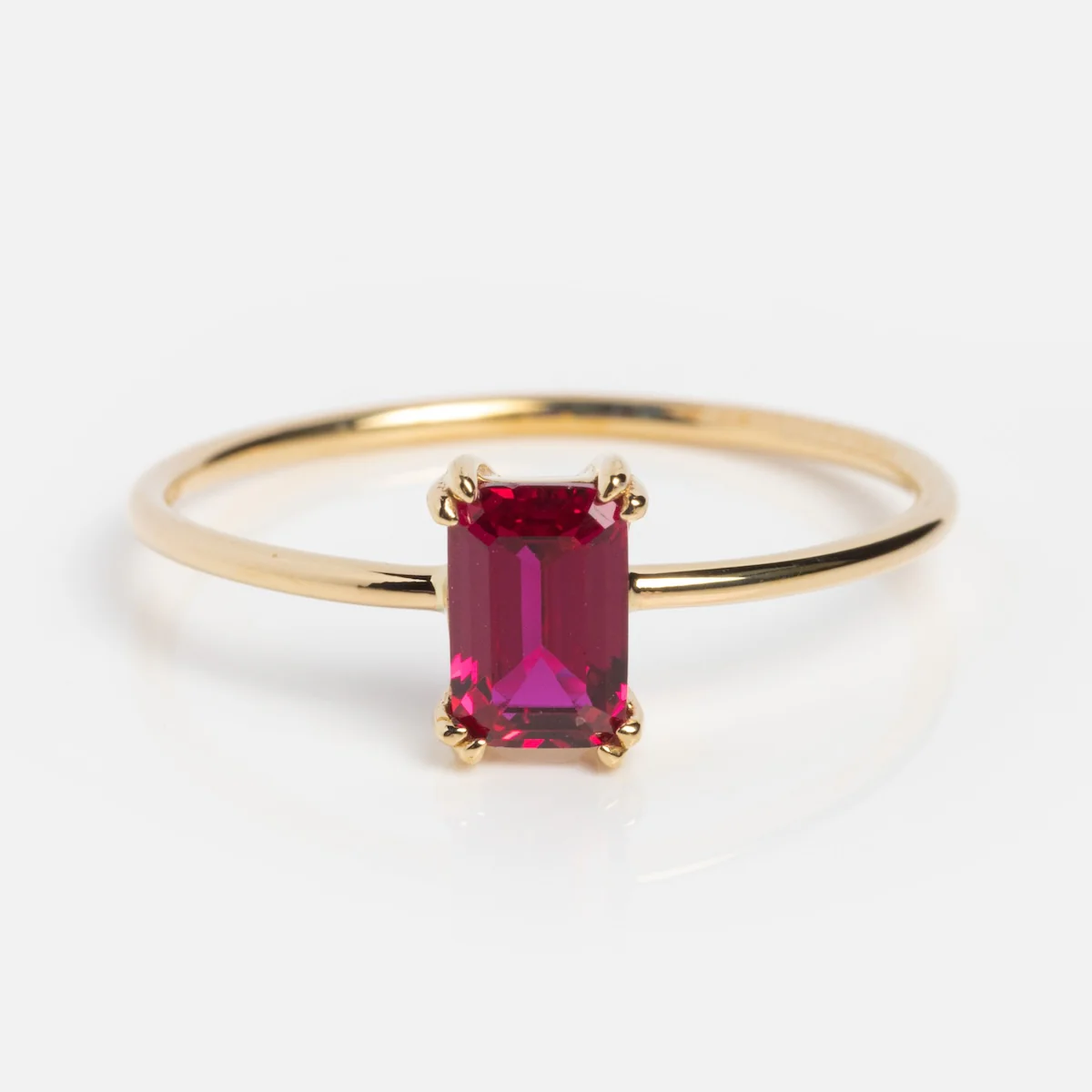 Solid Gold Essential Baguette Birthstone Ring - Image 22
