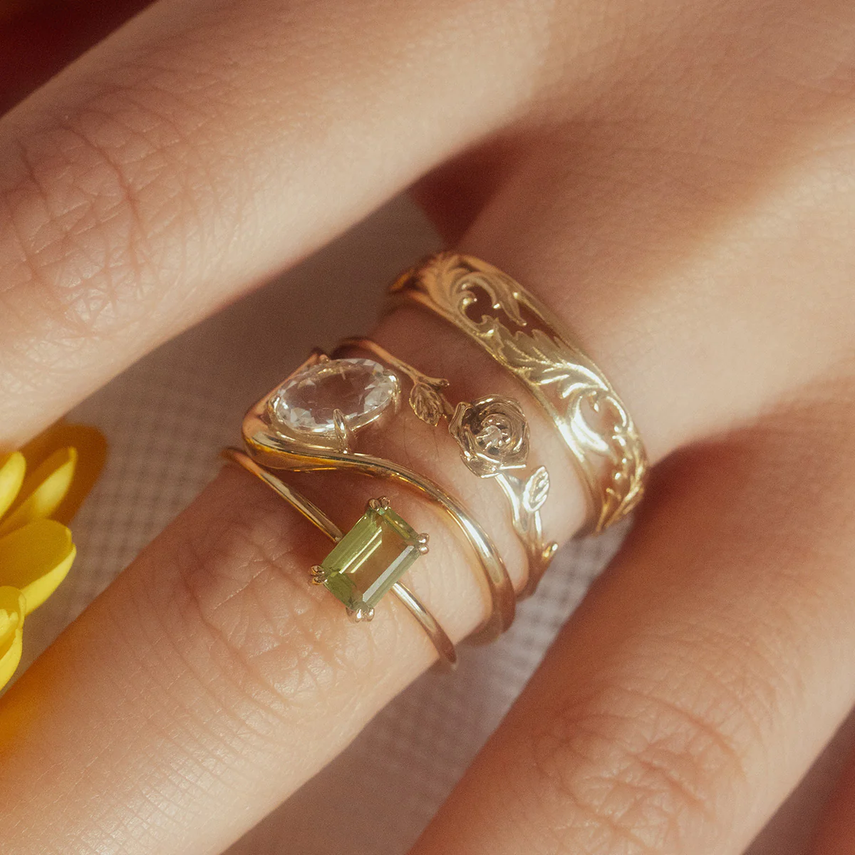 Solid Gold Essential Baguette Birthstone Ring - Image 4