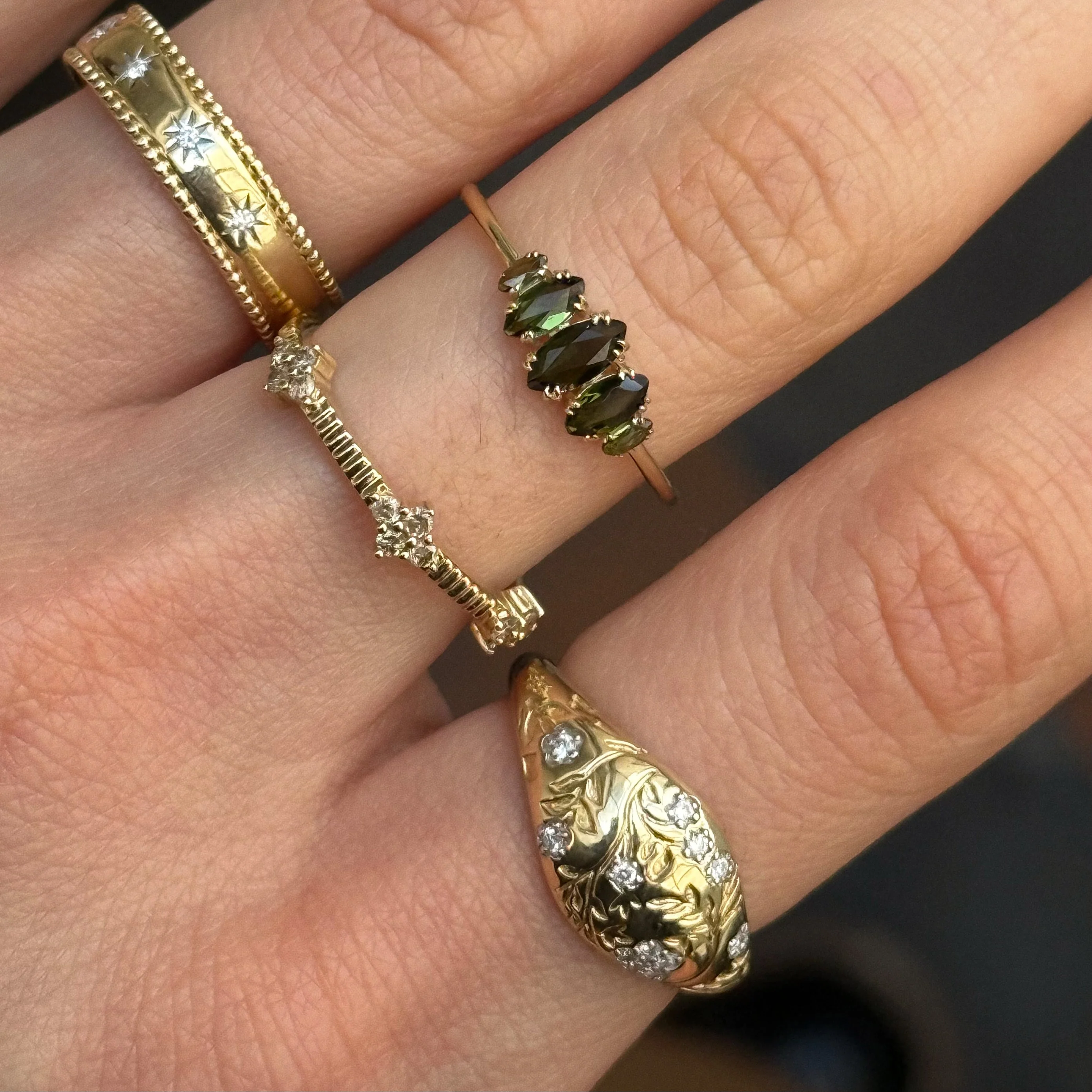 Solid Gold Essential Marquise Cluster Ring - Image 3