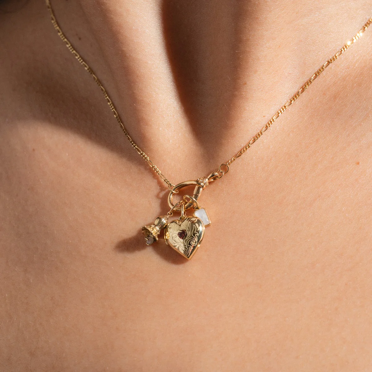 Solid Gold Figaro Charm Holder Necklace - Image 2