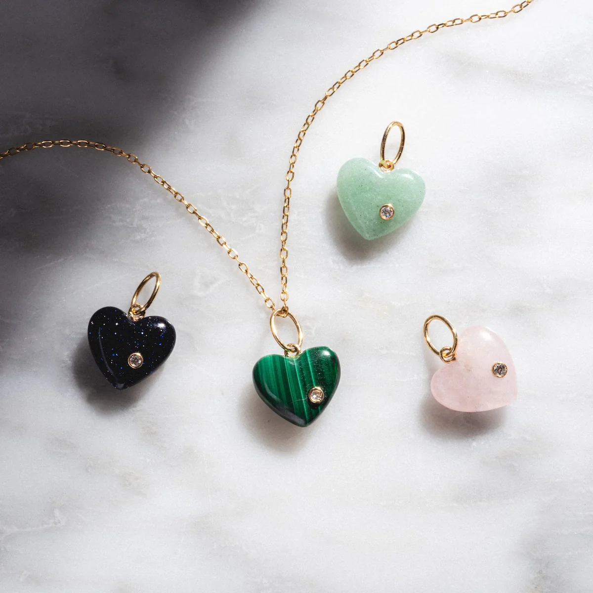 Solid Gold Full Heart Crystal Charm - Image 11