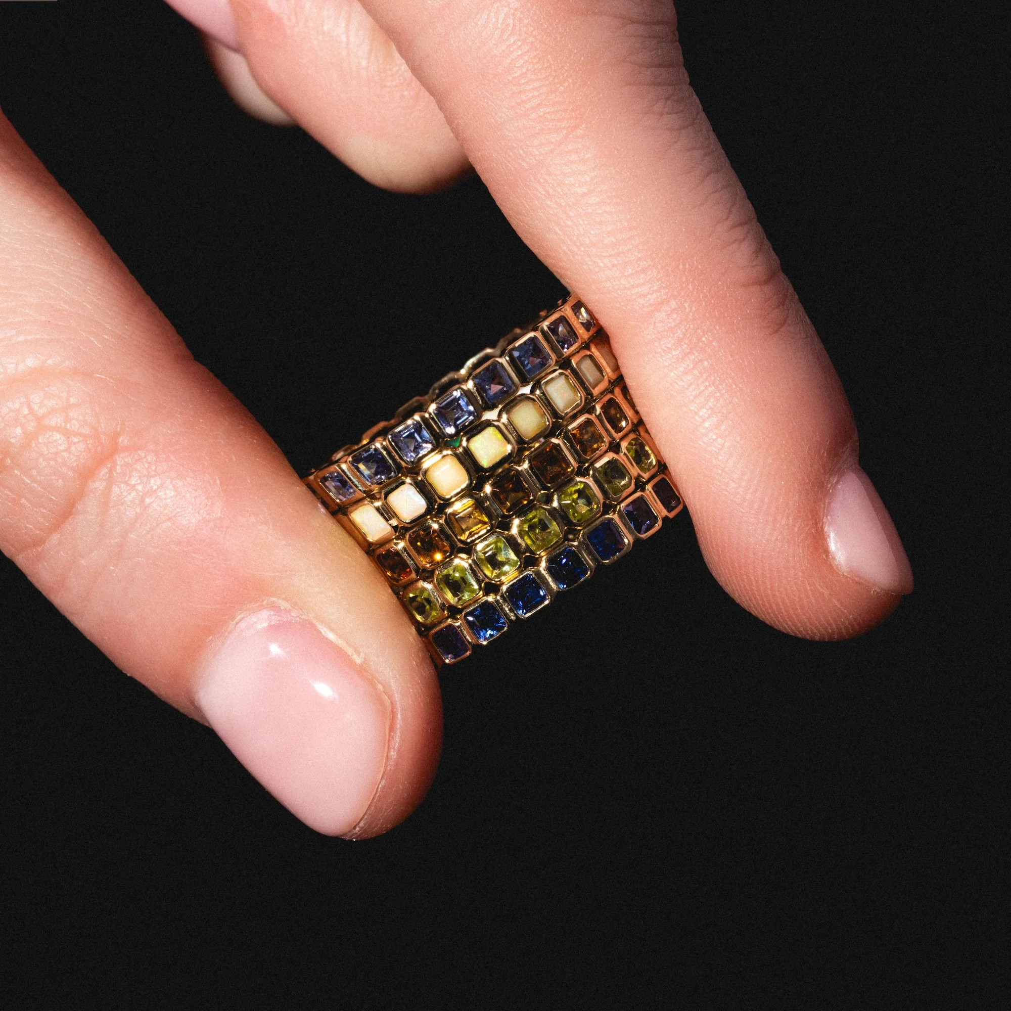 Solid Gold Gemstone Eternity Stacking Ring - Image 7