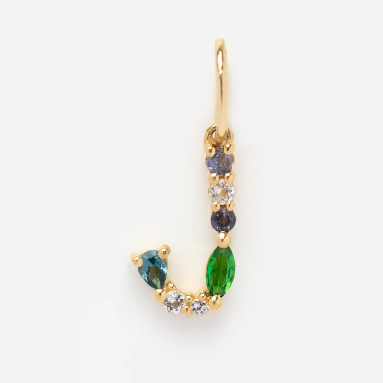 Solid Gold Gemstone Letter Charm - Image 20