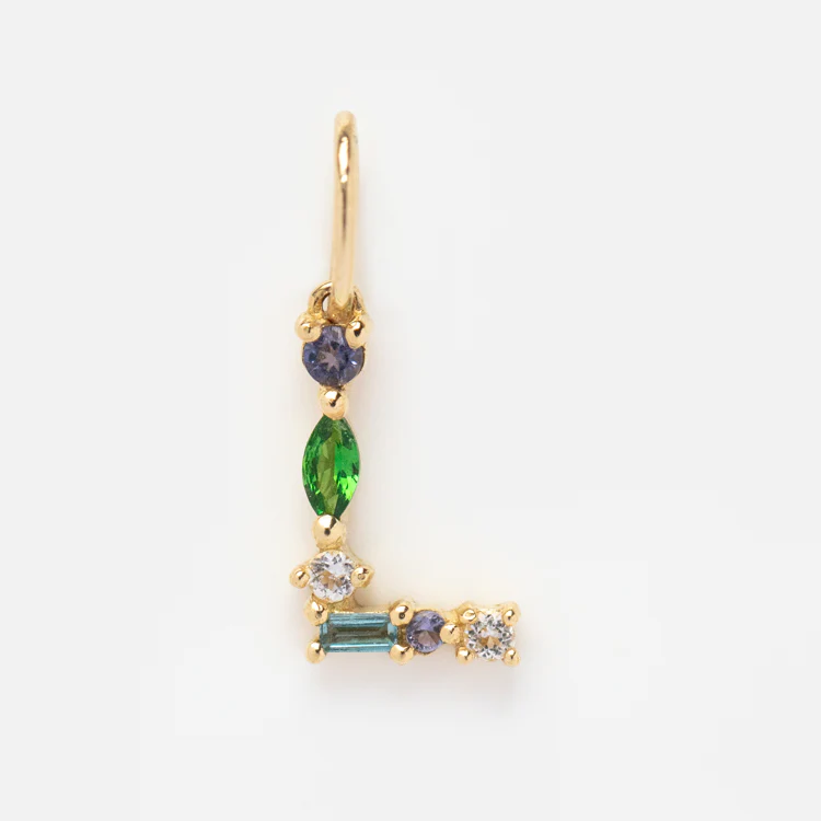 Solid Gold Gemstone Letter Charm - Image 22
