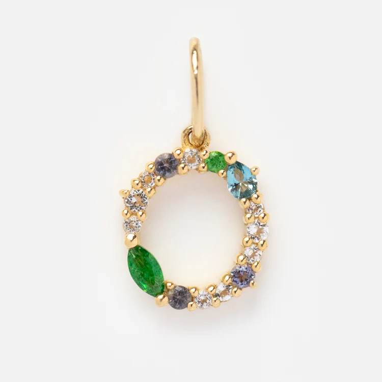 Solid Gold Gemstone Letter Charm - Image 25