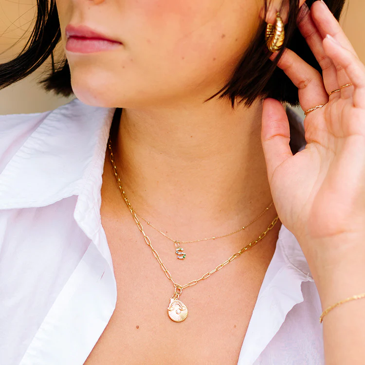 Solid Gold Gemstone Letter Charm - Image 6