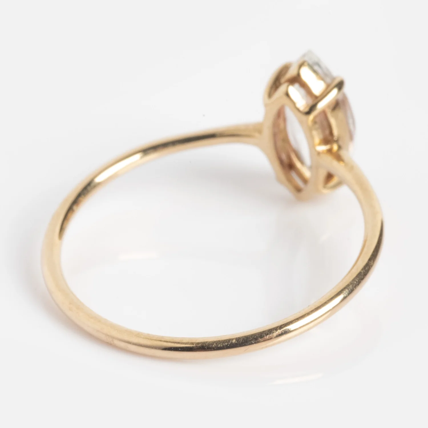 Solid Gold Gemstone Marquise Ring in White Topaz - Image 8