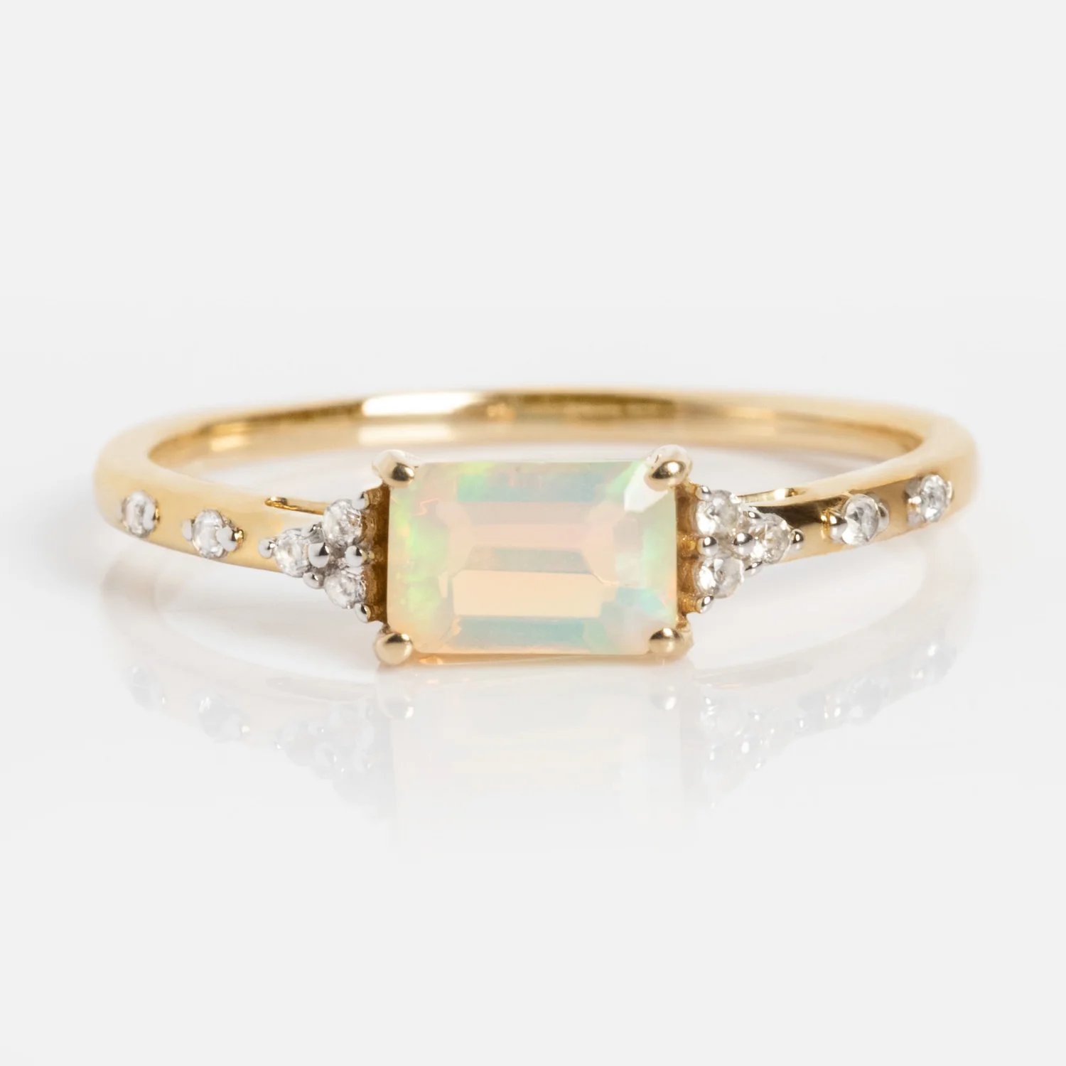 Solid Gold Glimmering Birthstone Baguette Ring - Image 15