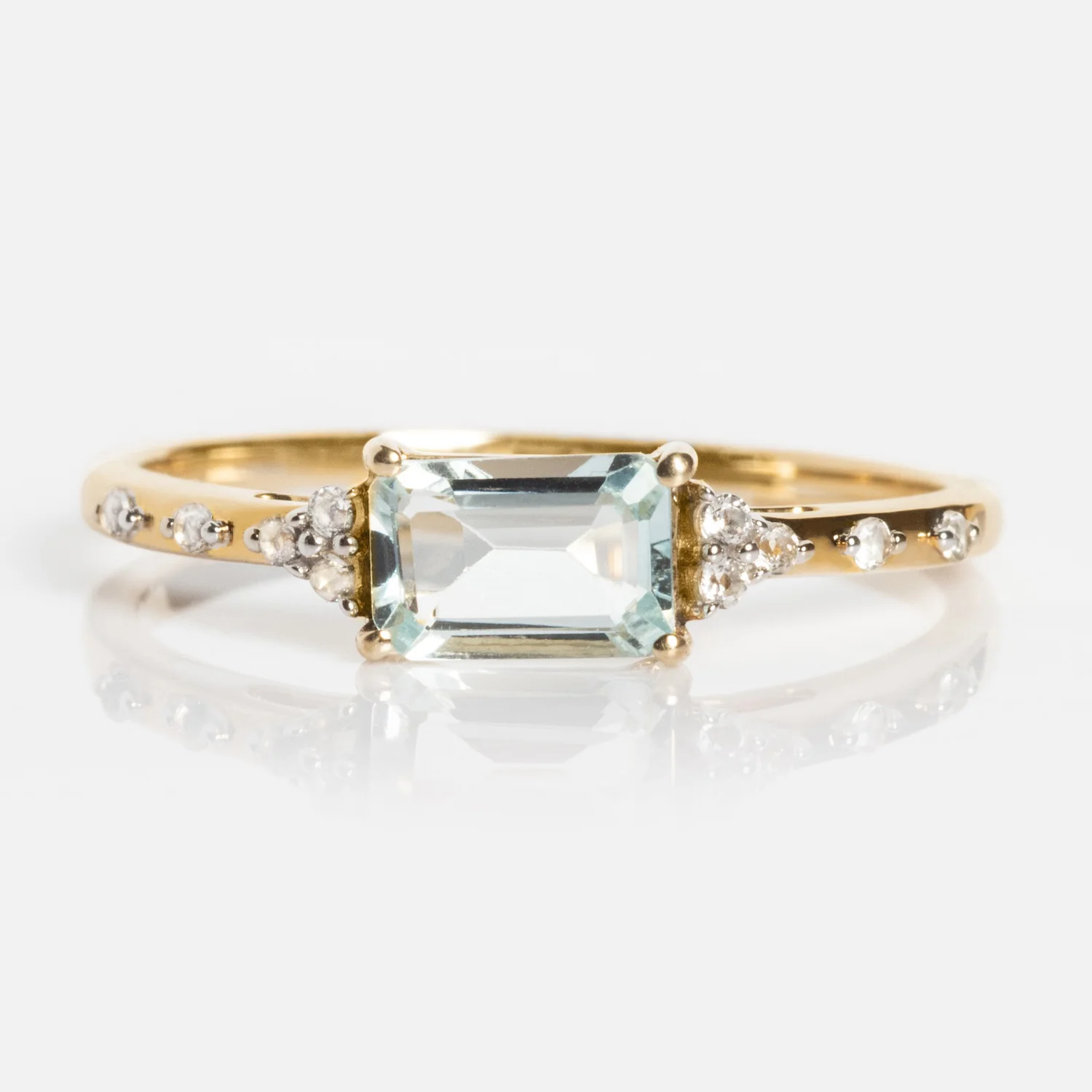Solid Gold Glimmering Birthstone Baguette Ring - Image 21