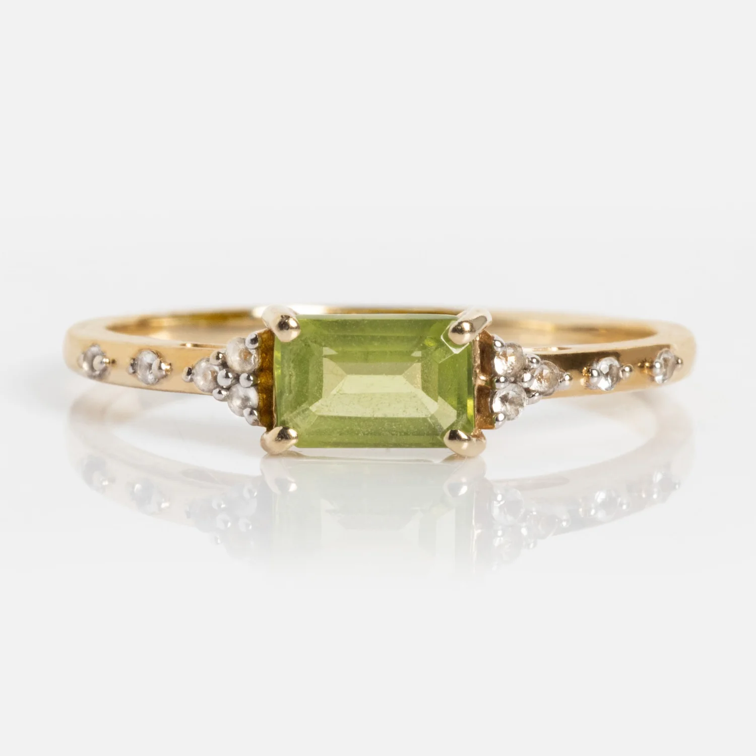 Solid Gold Glimmering Birthstone Baguette Ring - Image 23