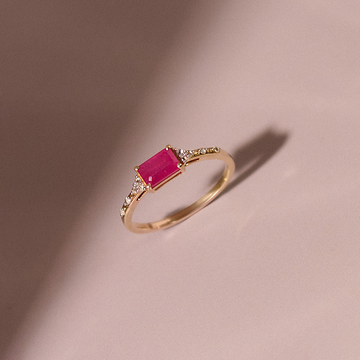 Solid Gold Glimmering Birthstone Baguette Ring - Image 6