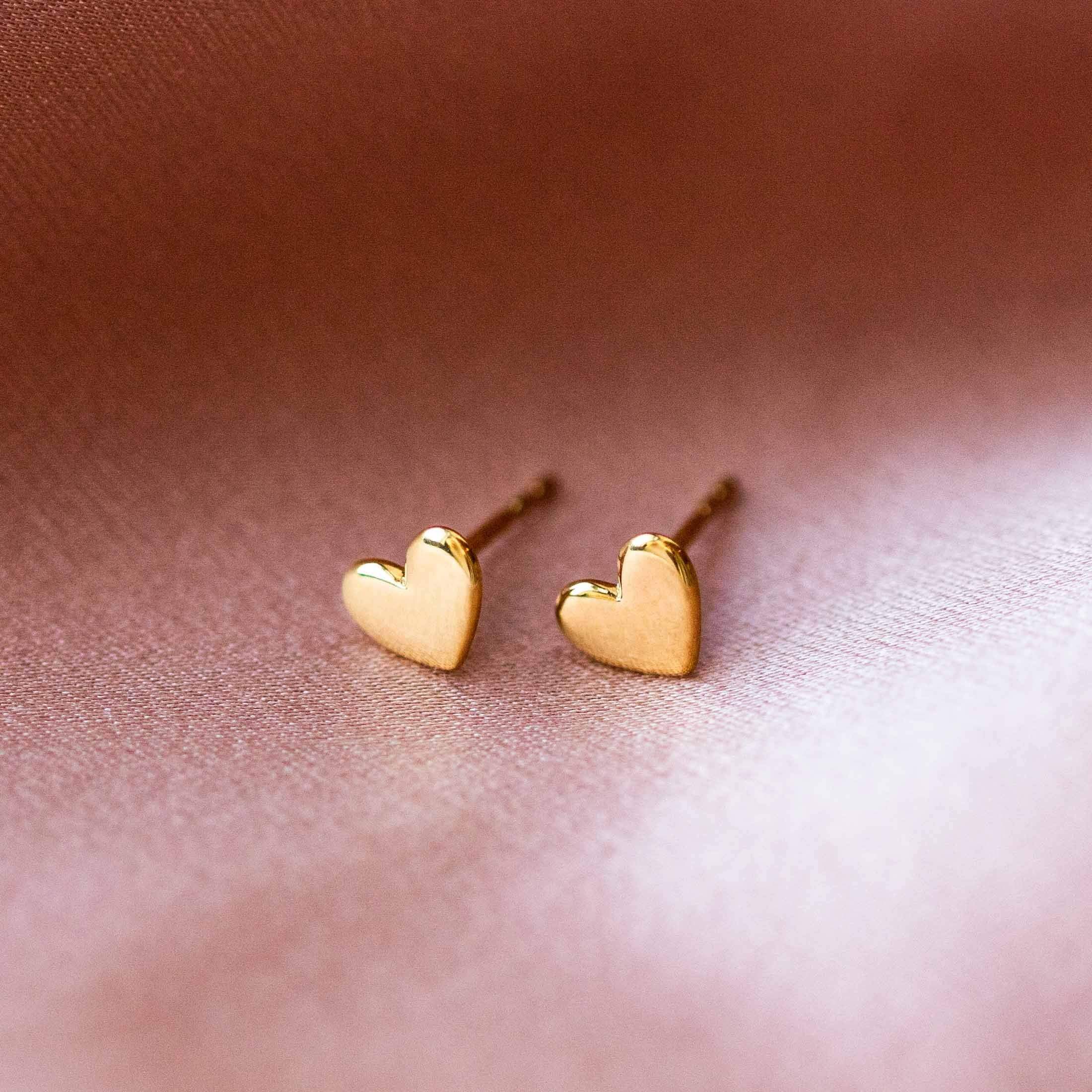 Solid Gold Heart Earrings - Image 4