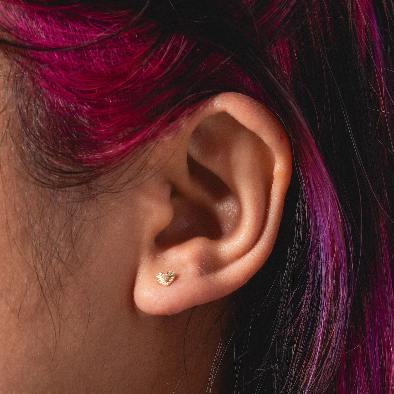 Solid Gold Heart Flat Back Studs - Image 2