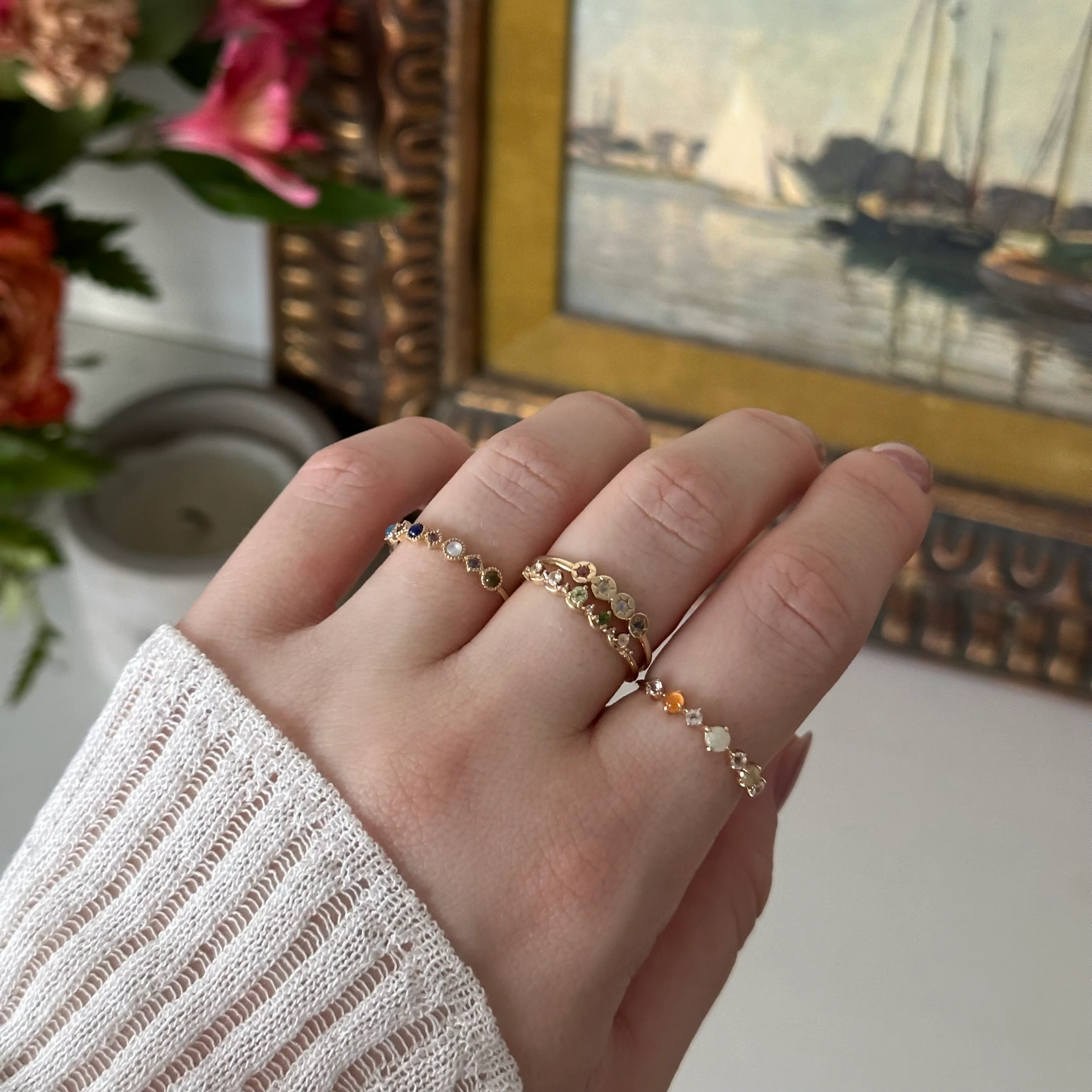 Solid Gold Joy Acrostic Ring - Image 5