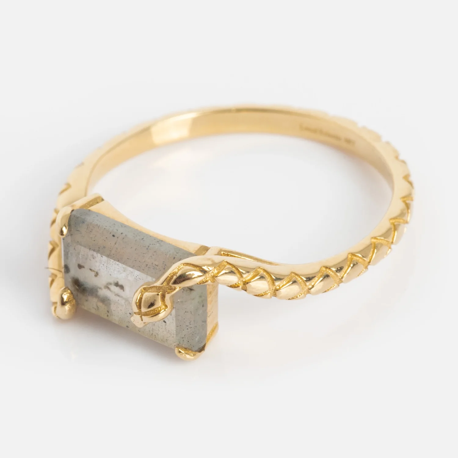 Solid Gold Labradorite Serpent Ring for Protection - Image 7