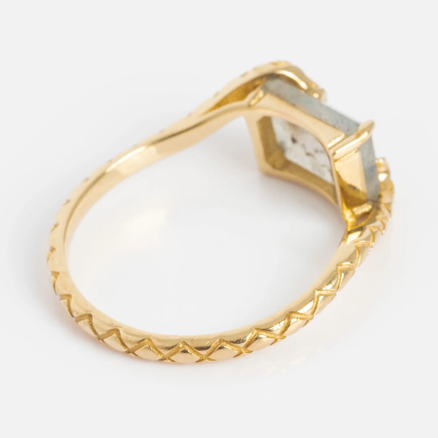 Solid Gold Labradorite Serpent Ring for Protection - Image 8