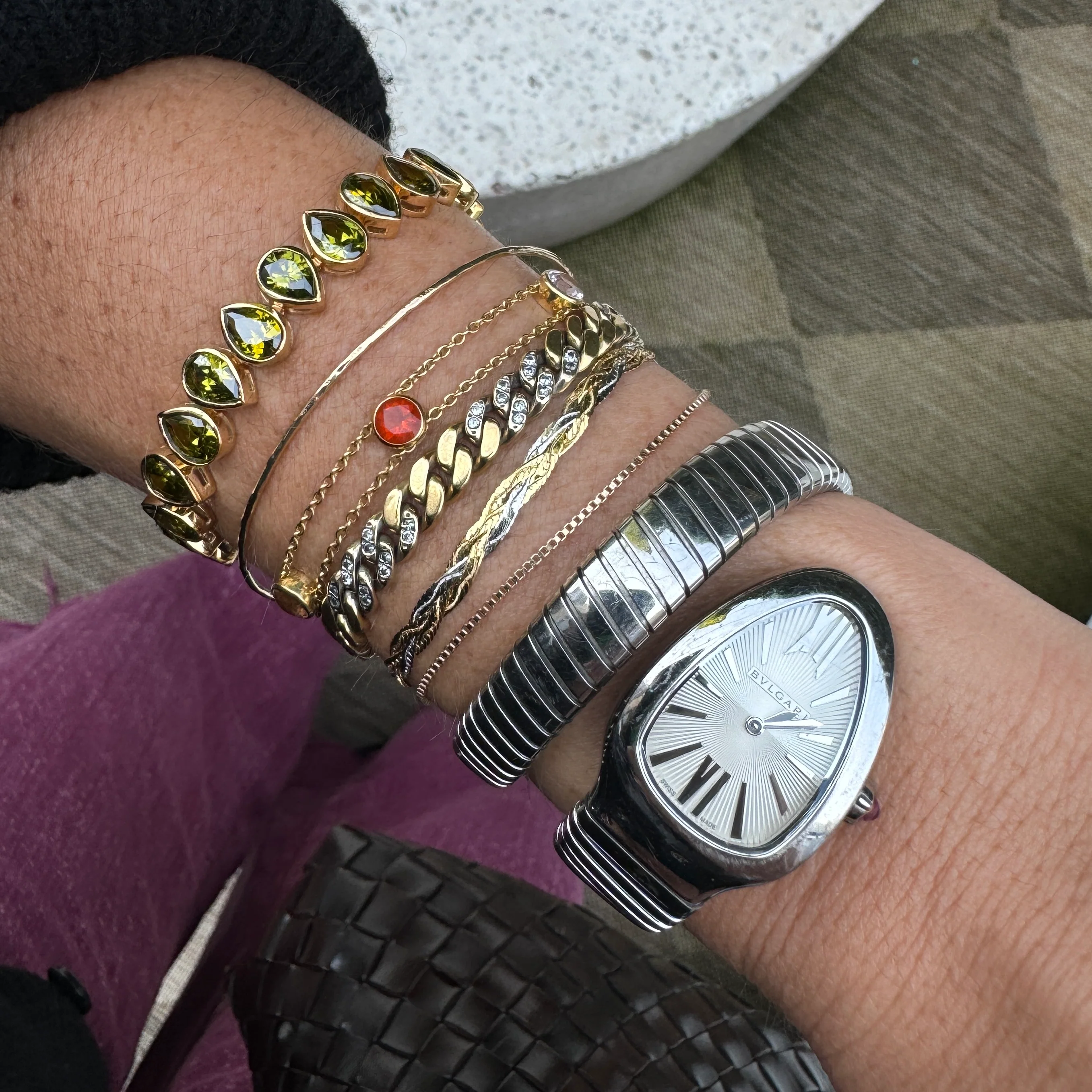 Solid Gold Mixed Metal Braided Bracelet - Image 5